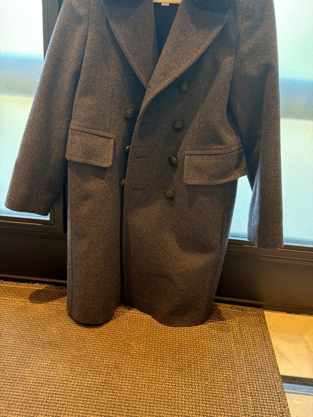 Burberry Grey Wool Coat Shearling Collar 12Y 152cm